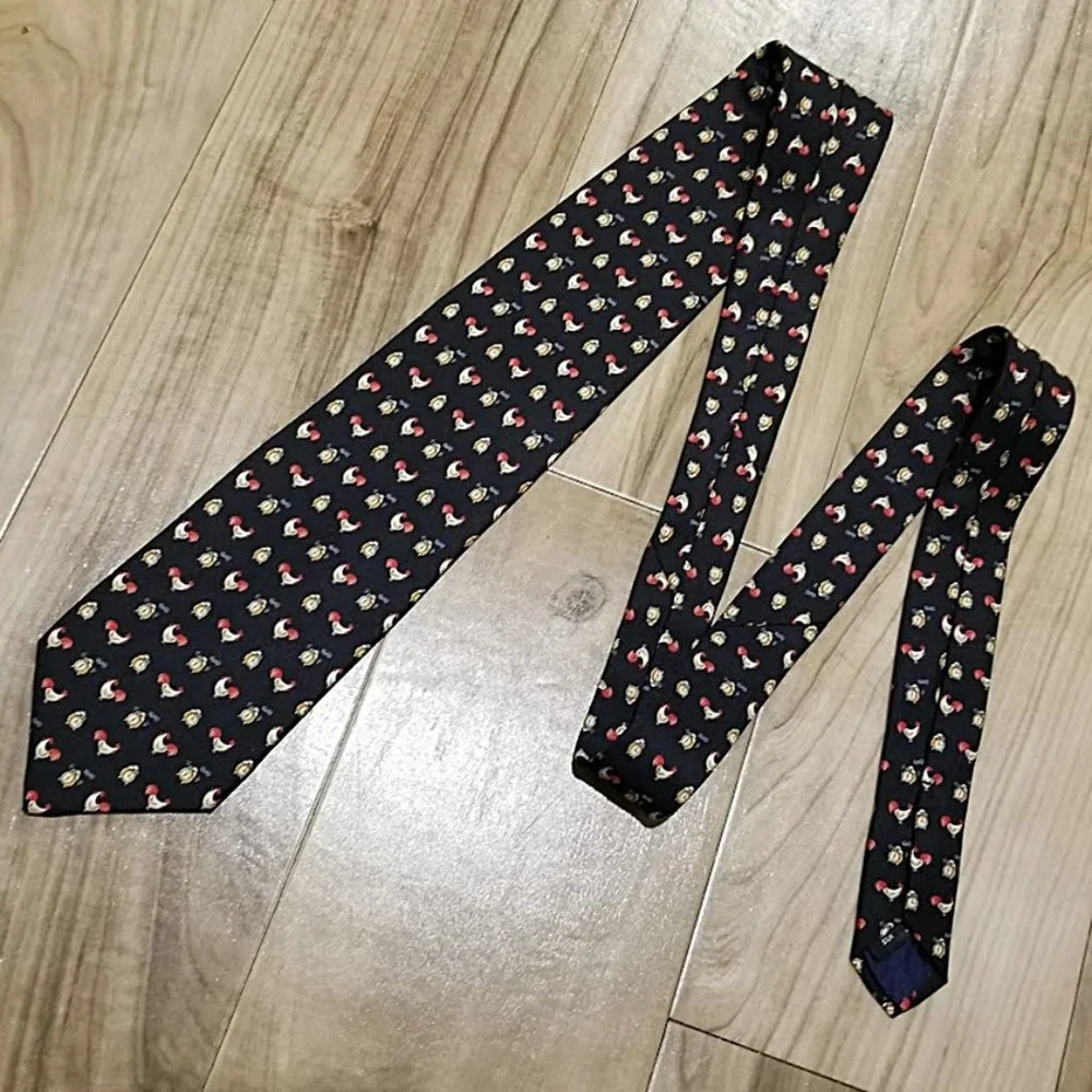 Holland & Sherry Vintage Silk Neck Tie Rooster Novelty Necktie
